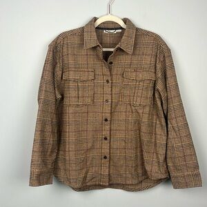 Jetty Marine Supply medium cotton plaid chest pocket button down shacket